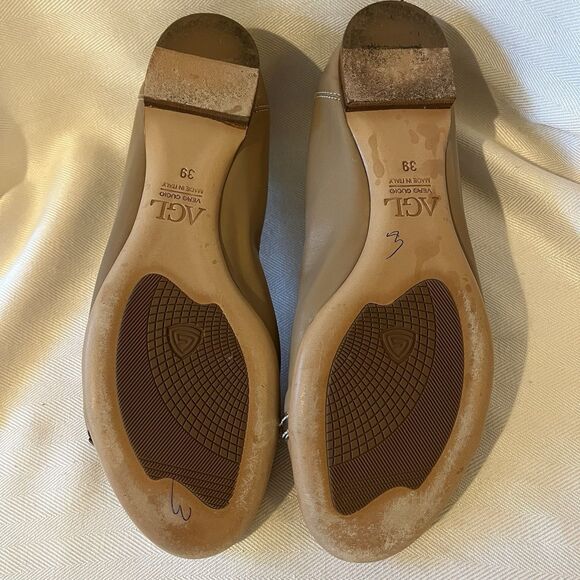 AGL Ballet Flats Patent Leather Monika Cap Toe Basi-Ghib-Gold Beige EU 39 US 9 - Picture 11 of 16